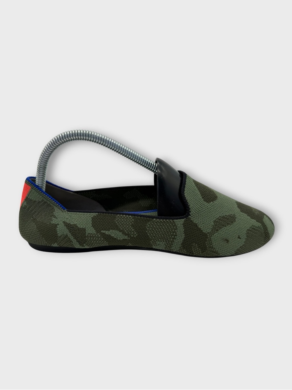 Rothy's Women’s The Loafer Olive Camo Slip-On with Red Heel Tab Size 9 NICE!!